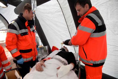 Feuerwehren aus mehreren Landkreisen bei der Katastrophenschutzuebung â€žHorkenberger Feuerwalze