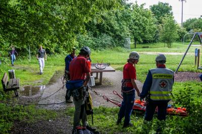 Eislingen: Rettungskraefte ueben den Ernstfall