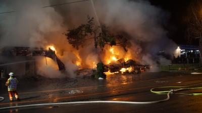 Filderstadt: Brand einer Gaertnerei mit angrenzendem Wohnhaus