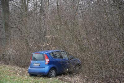 Ebersbach-Krapfenreut: PKW Lenkerin faehrt nach medizinischer Notfall in Wald