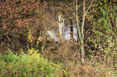 Neckarhausen: Wohnwagen und Wald geraten in Brand