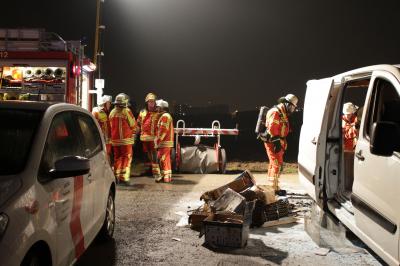 Filderstadt-Bernhausen: PKW Brand durch noch glimmende Feuerwerkskoerper im Laderaum