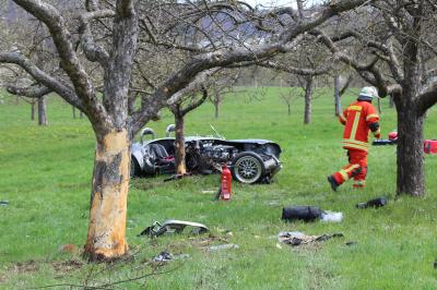 Auenwald: Mit Sportwagen gegen Baum geprallt und schwer verletzt