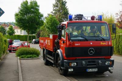 Nuertingen: Pkw kracht in Gartenmauer