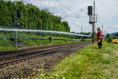 Ebersbach a. d. Fils: Bahndamm zwischen Reichenbach und Ebersbach brannte