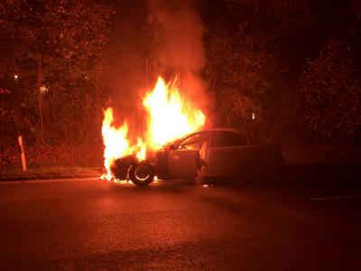 Steinenbronn: PKW geht in Flammen auf