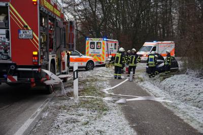 Kirchberg an der Murr: Schwerer Verkehrsunfall, Fahrzeug ueberschlaegt sich