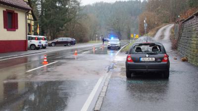 Tiefenbronn-Muehlhausen: Pkw nach Kollision mit Baum in Brand