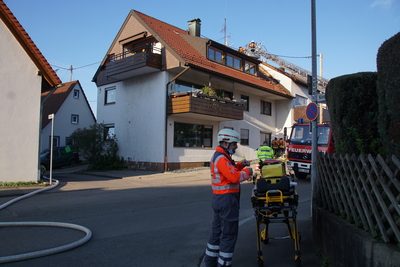 Leinfelden-Echterdingen: Dehnfugenbrand auf Dachstuhl- Loeschlanze im Einsatz
