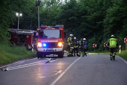Bissingen: PKW kommt von Fahrbahn ab und geht in Flammen auf