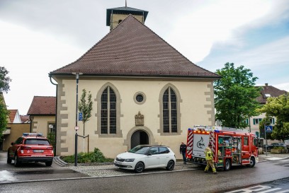 Kernen-Stetten: Starkregenschauer setzt Kirche unter Wasser