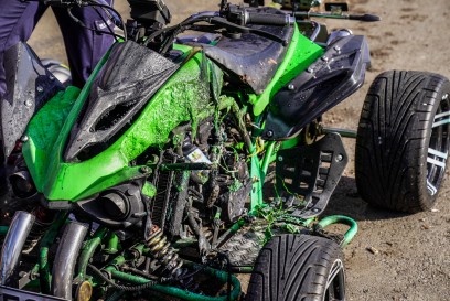 Esslingen: Quad faengt Feuer