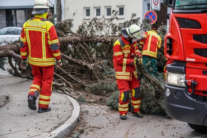 Koengen: Sturm laesst Baum auf Strasse fallen