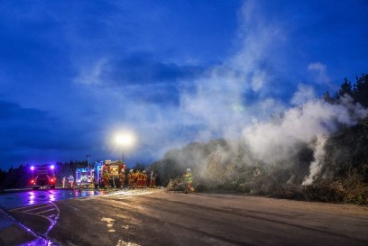 Filderstadt-Bonlanden: Brand von Gruenschnitthalde