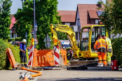 Aichwald-Schanbach: Gasaustritt an Baustelle - Feuerwehr im Einsatz 