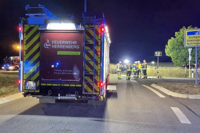Kuppingen: Ueber Kreisverkehr geschanzt und ueberschlagen - drei Verletzte