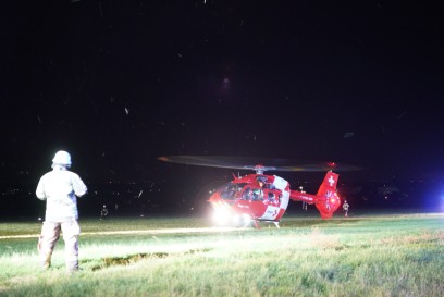 Bissingen Teck: Jugendlicher Radfahrer verunglueckt  - Rettungshubschrauber aus der Schweiz im Einsatz