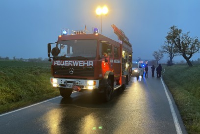 Neuhausen: PKW kommt von Strasse ab und ueberschlaegt sich, Fahrer verletzt