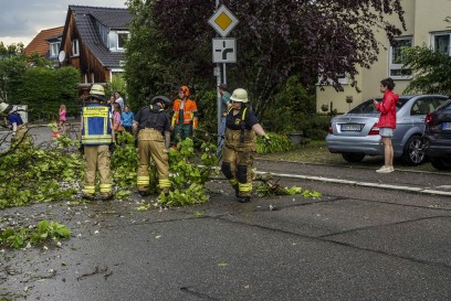 Boeblingen/Sindelfingen: Kurzes Unwetter sorgt fuer entwurzelte Baeume und kaputte Autos