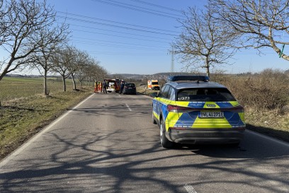 Leonberg: Transporter kommt von Fahrbahn ab prallt gegen Baum und landet auf Beifahrerseite